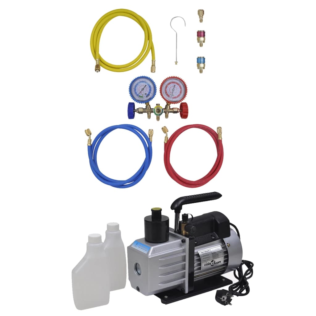 Berkfield Vacuum Pump with 2-way Manifold Gauge Set for Air Conditioning