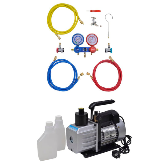 Berkfield Vacuum Pump 50 L/min with 2-way Manifold Gauge Set in Tool Kit