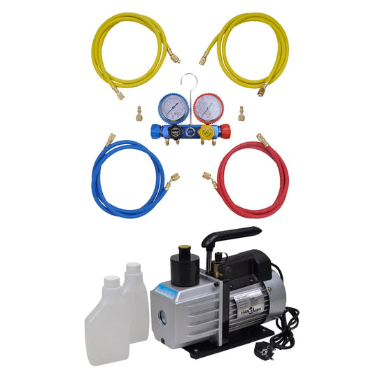 Berkfield Vacuum Pump 50 L/min with 4-way Manifold Gauge Set in Tool Kit