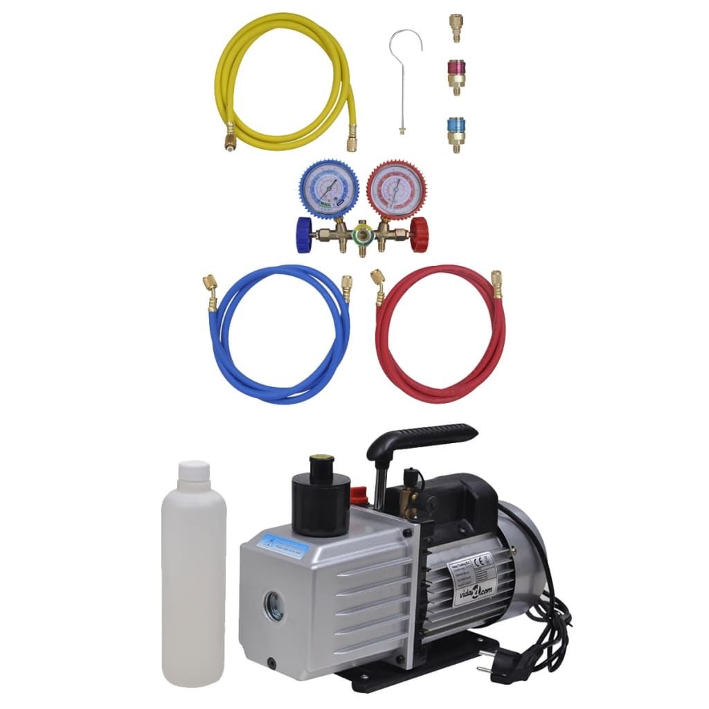 Berkfield Vacuum Pump with 2-way Manifold Gauge Set for Air Conditioning