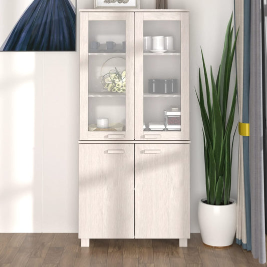 Berkfield Highboard HAMAR Solid Wood Pine White