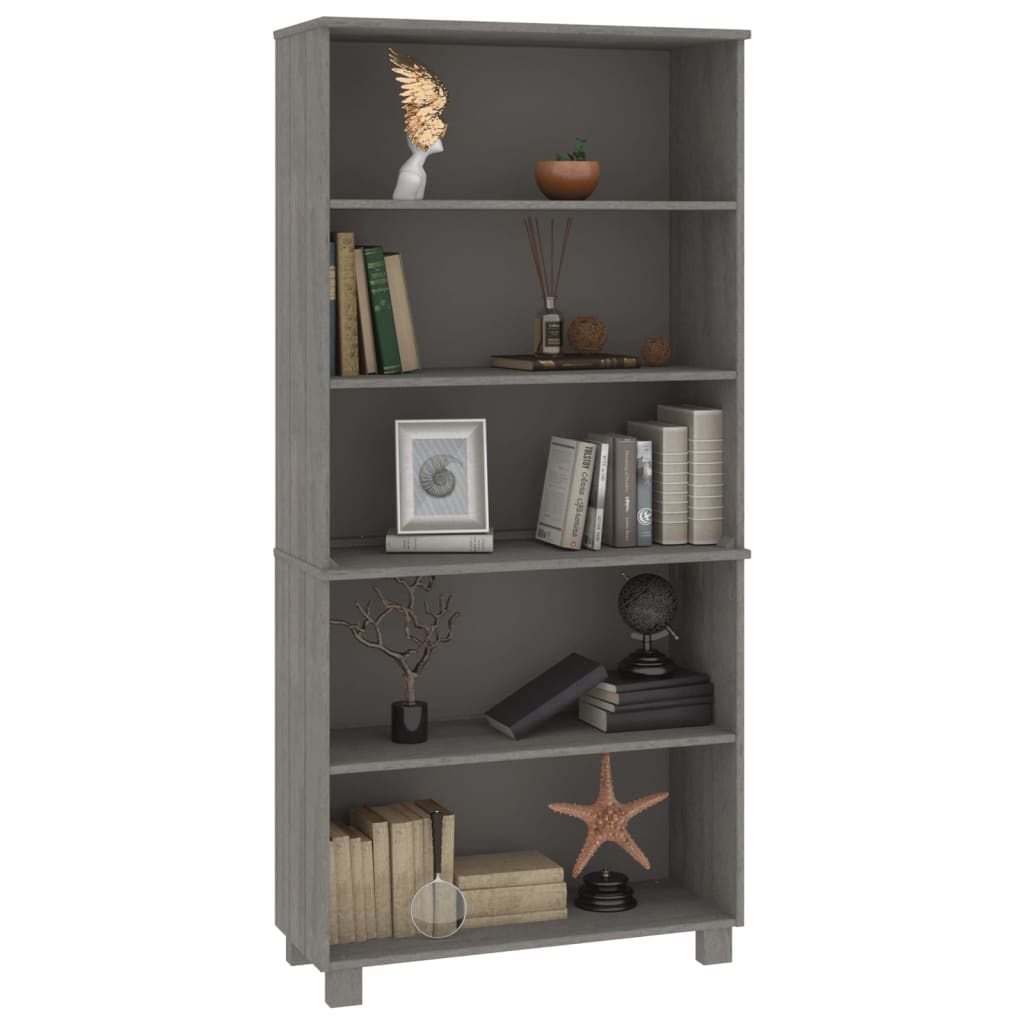 Berkfield Highboard HAMAR Solid Wood Pine Light Grey