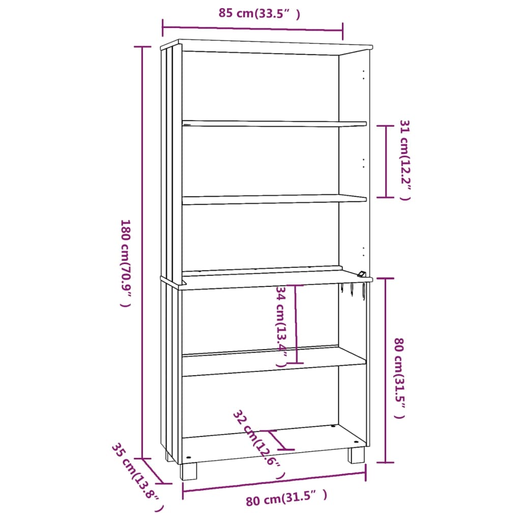 Berkfield Highboard HAMAR Solid Wood Pine Light Grey