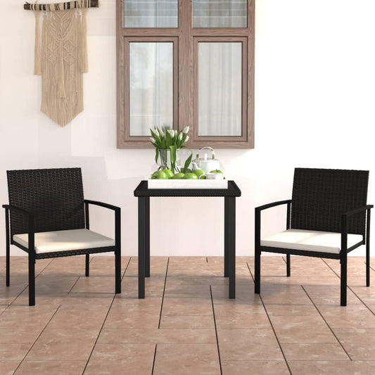 Berkfield 3 Piece Outdoor Dining Set Poly Rattan Black