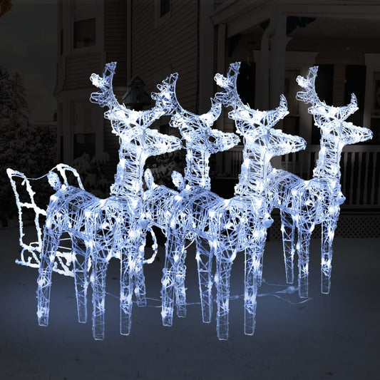 Berkfield Reindeers & Sleigh Christmas Decoration 240 LEDs Acrylic