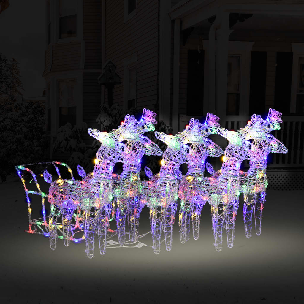 Berkfield Reindeers & Sleigh Christmas Decoration 320 LEDs Acrylic