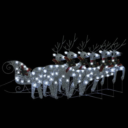 Berkfield Reindeer & Sleigh Christmas Decoration 140 LEDs Outdoor Silver