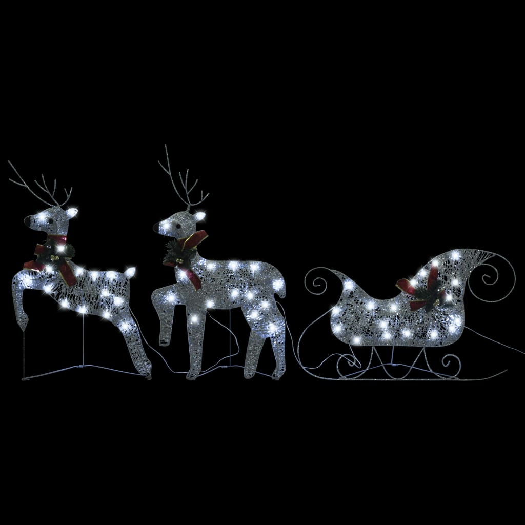 Berkfield Reindeer & Sleigh Christmas Decoration 140 LEDs Outdoor Silver
