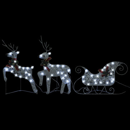 Berkfield Reindeer & Sleigh Christmas Decoration 140 LEDs Outdoor Silver