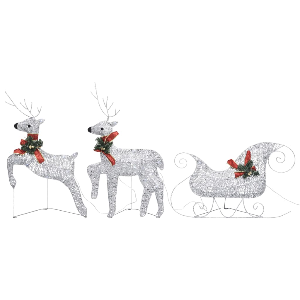 Berkfield Reindeer & Sleigh Christmas Decoration 140 LEDs Outdoor Silver