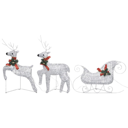 Berkfield Reindeer & Sleigh Christmas Decoration 140 LEDs Outdoor Silver