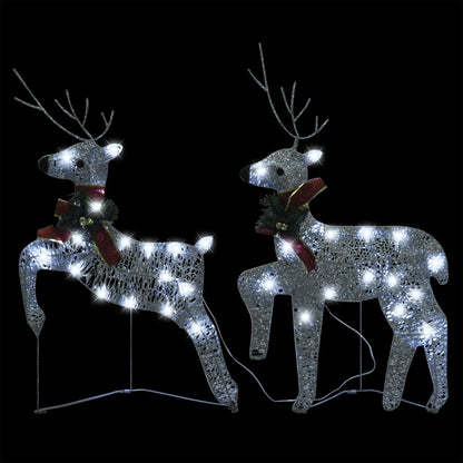 Berkfield Reindeer & Sleigh Christmas Decoration 140 LEDs Outdoor Silver