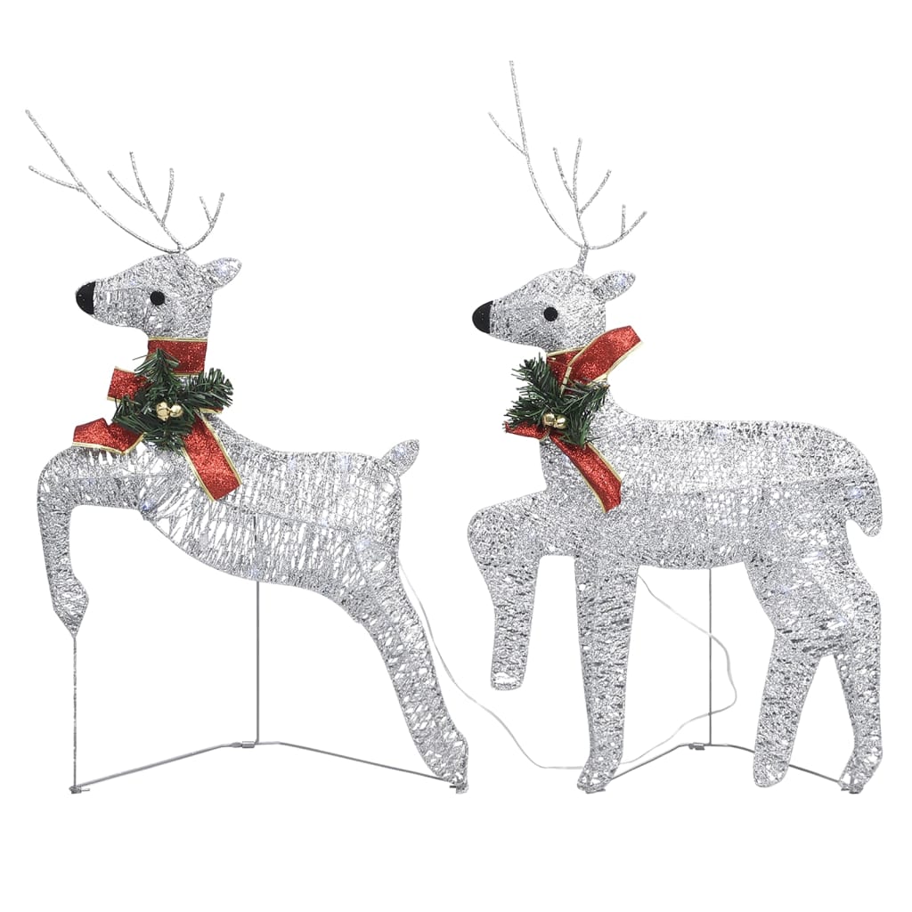Berkfield Reindeer & Sleigh Christmas Decoration 140 LEDs Outdoor Silver