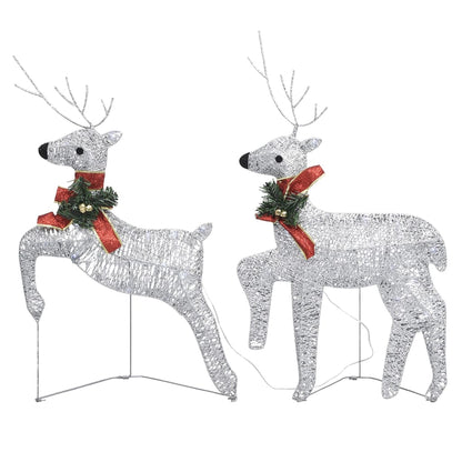 Berkfield Reindeer & Sleigh Christmas Decoration 140 LEDs Outdoor Silver