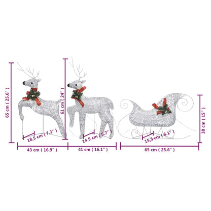 Berkfield Reindeer & Sleigh Christmas Decoration 140 LEDs Outdoor Silver