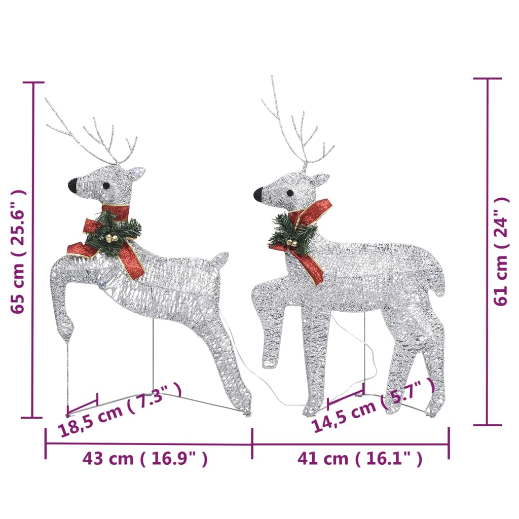 Berkfield Reindeer & Sleigh Christmas Decoration 140 LEDs Outdoor Silver