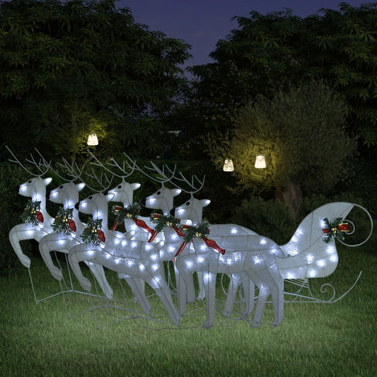 Berkfield Reindeer & Sleigh Christmas Decoration 140 LEDs Outdoor White
