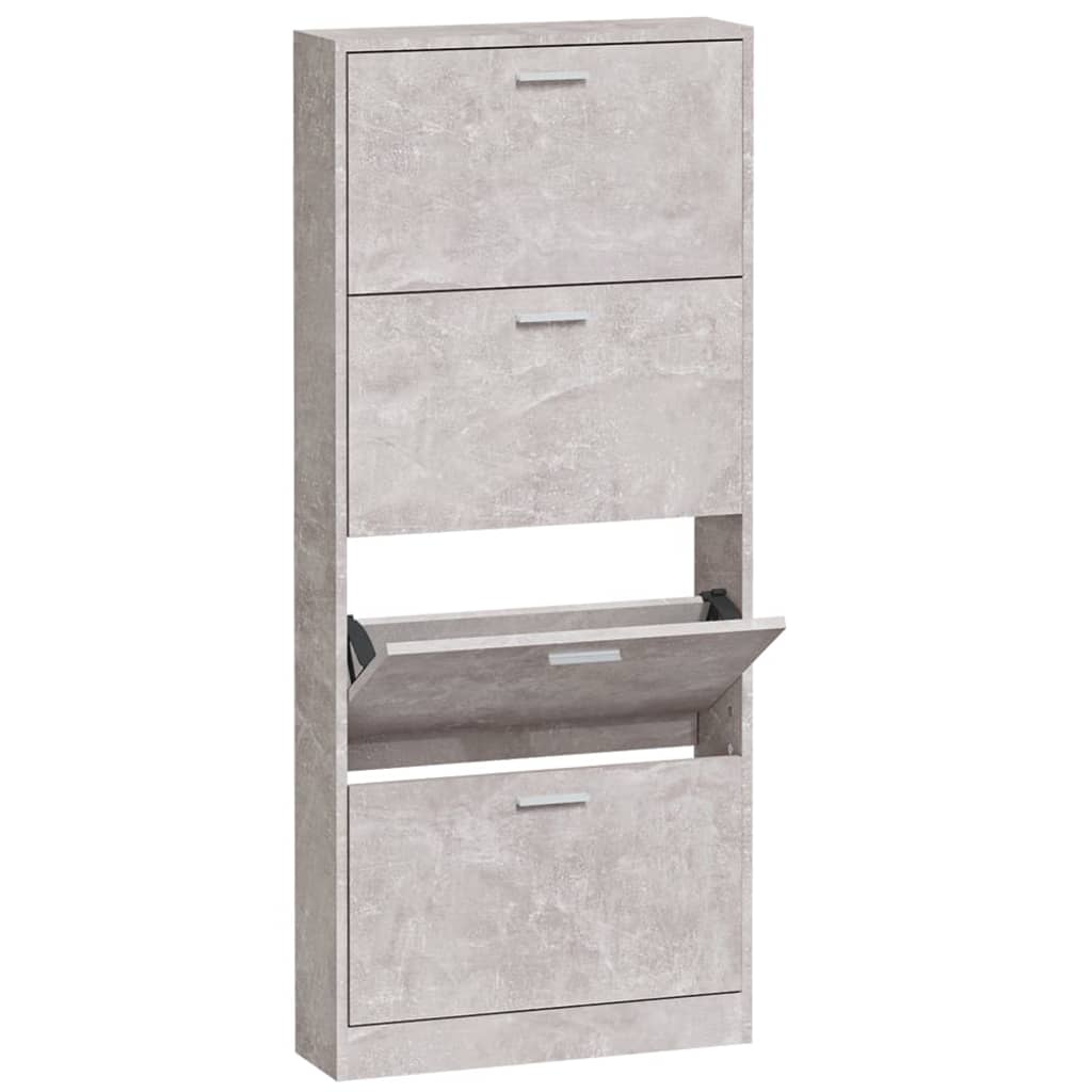 Berkfield Shoe Cabinet Concrete Grey 59x17x150 cm Engineered Wood