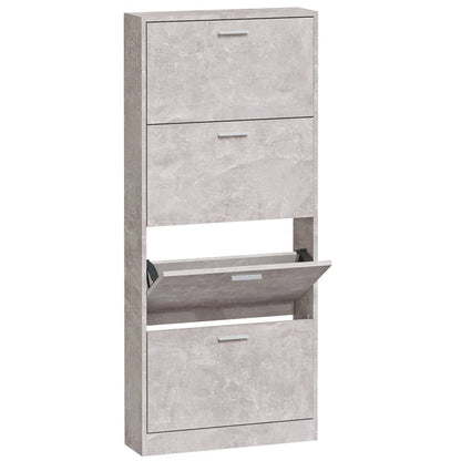 Berkfield Shoe Cabinet Concrete Grey 59x17x150 cm Engineered Wood