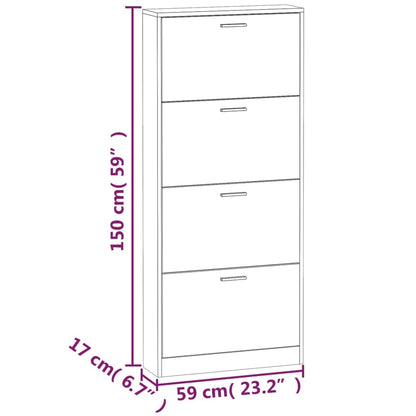 Berkfield Shoe Cabinet Concrete Grey 59x17x150 cm Engineered Wood