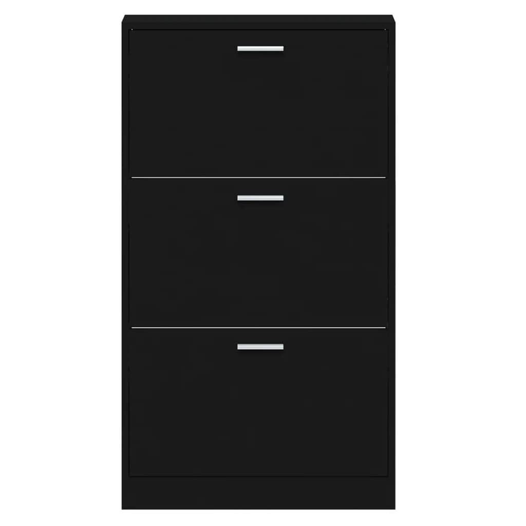 Berkfield Shoe Cabinet Black 59x17x108 cm Engineered Wood
