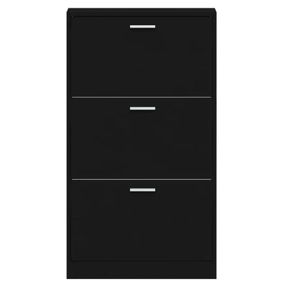 Berkfield Shoe Cabinet Black 59x17x108 cm Engineered Wood