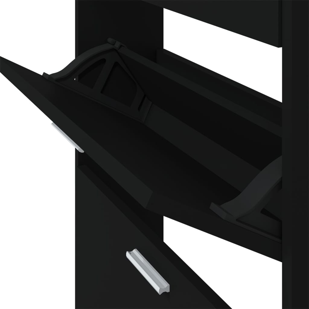Berkfield Shoe Cabinet Black 59x17x108 cm Engineered Wood
