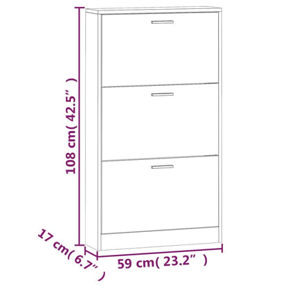 Berkfield Shoe Cabinet Black 59x17x108 cm Engineered Wood