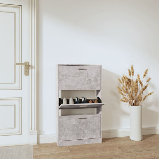Berkfield Shoe Cabinet Concrete Grey 59x17x108 cm Engineered Wood
