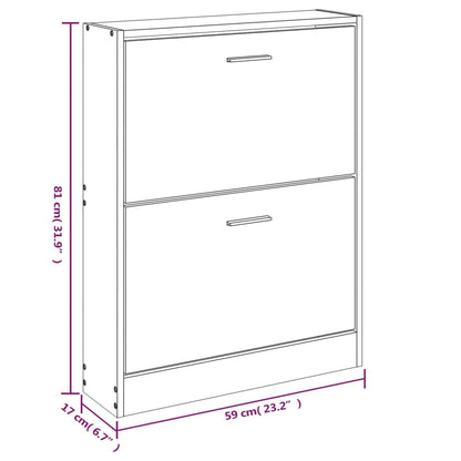Berkfield Shoe Cabinet Concrete Grey 59x17x81 cm Engineered Wood