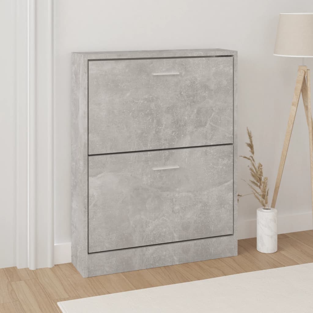 Berkfield Shoe Cabinet Concrete Grey 59x17x81 cm Engineered Wood