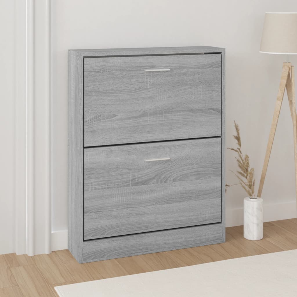 Berkfield Shoe Cabinet Grey Sonoma 59x17x81 cm Engineered Wood