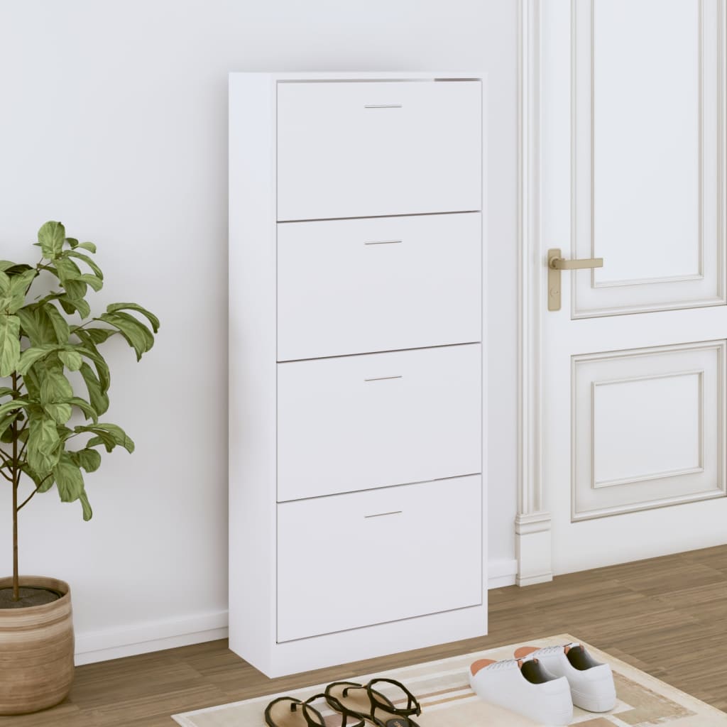 Berkfield Shoe Cabinet White 63x24x147 cm Engineered Wood