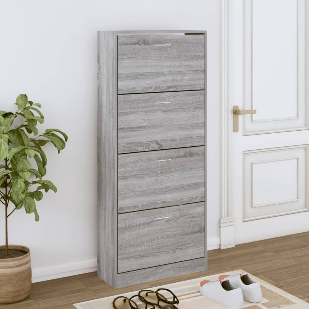Berkfield Shoe Cabinet Grey Sonoma 63x24x147 cm Engineered Wood