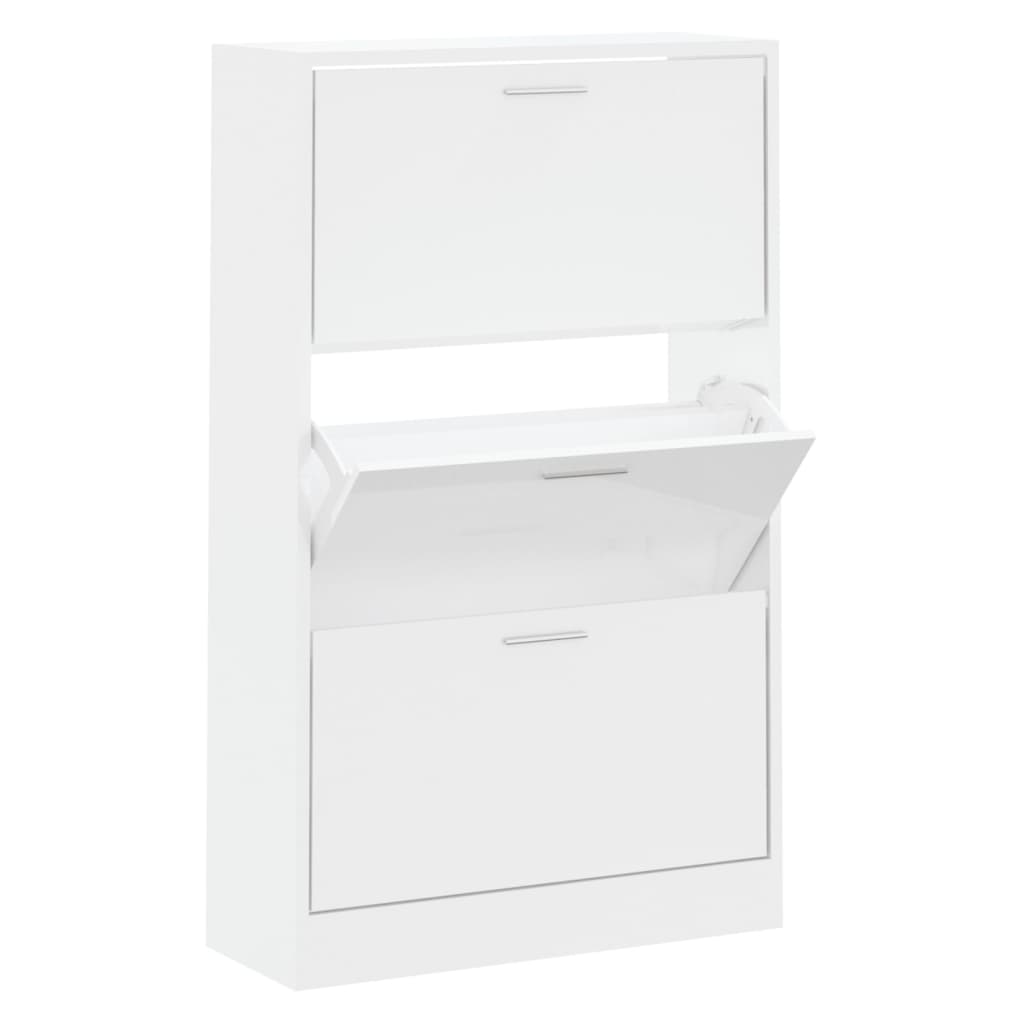 Berkfield Shoe Cabinet High Gloss White 63x24x103 cm Engineered Wood