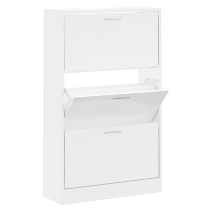 Berkfield Shoe Cabinet High Gloss White 63x24x103 cm Engineered Wood