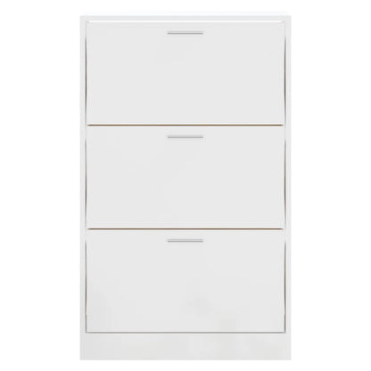 Berkfield Shoe Cabinet High Gloss White 63x24x103 cm Engineered Wood