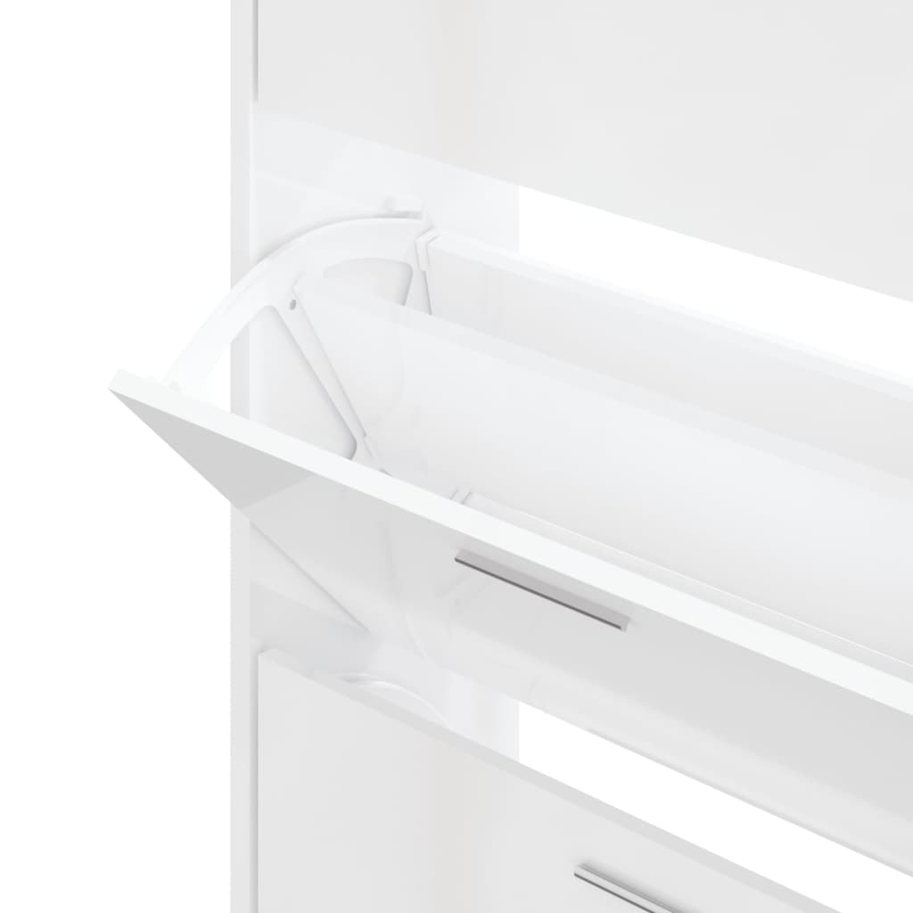 Berkfield Shoe Cabinet High Gloss White 63x24x103 cm Engineered Wood