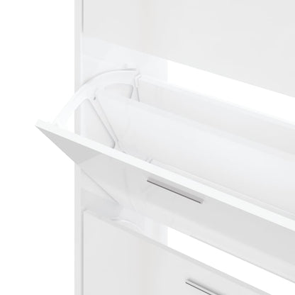 Berkfield Shoe Cabinet High Gloss White 63x24x103 cm Engineered Wood
