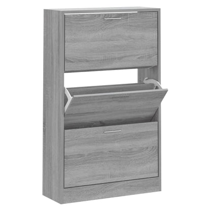 Berkfield Shoe Cabinet Grey Sonoma 63x24x103 cm Engineered Wood