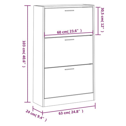 Berkfield Shoe Cabinet Grey Sonoma 63x24x103 cm Engineered Wood