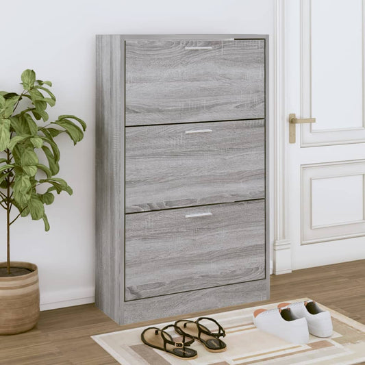 Berkfield Shoe Cabinet Grey Sonoma 63x24x103 cm Engineered Wood