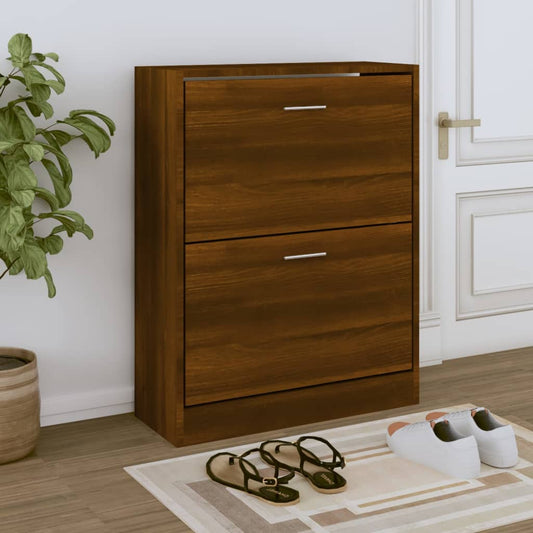 Berkfield Shoe Cabinet Brown Oak 63x24x81 cm Engineered Wood