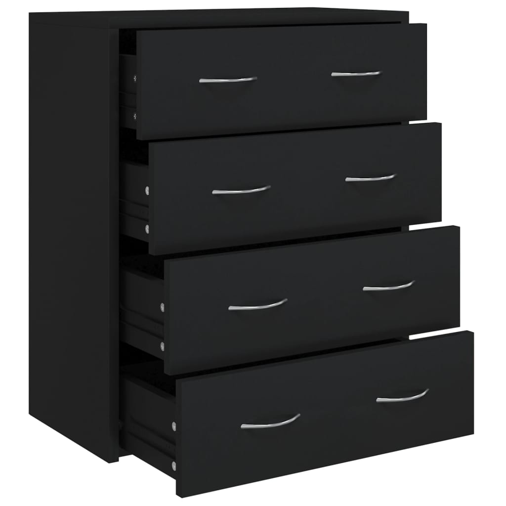 Berkfield Sideboard with 4 Drawers 60x30.5x71 cm Black