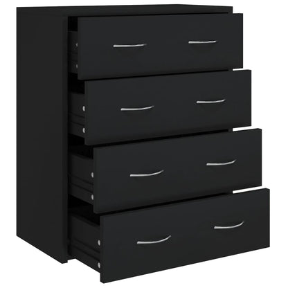 Berkfield Sideboard with 4 Drawers 60x30.5x71 cm Black