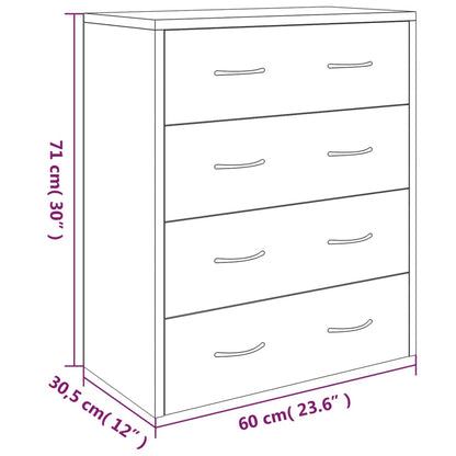 Berkfield Sideboard with 4 Drawers 60x30.5x71 cm Black