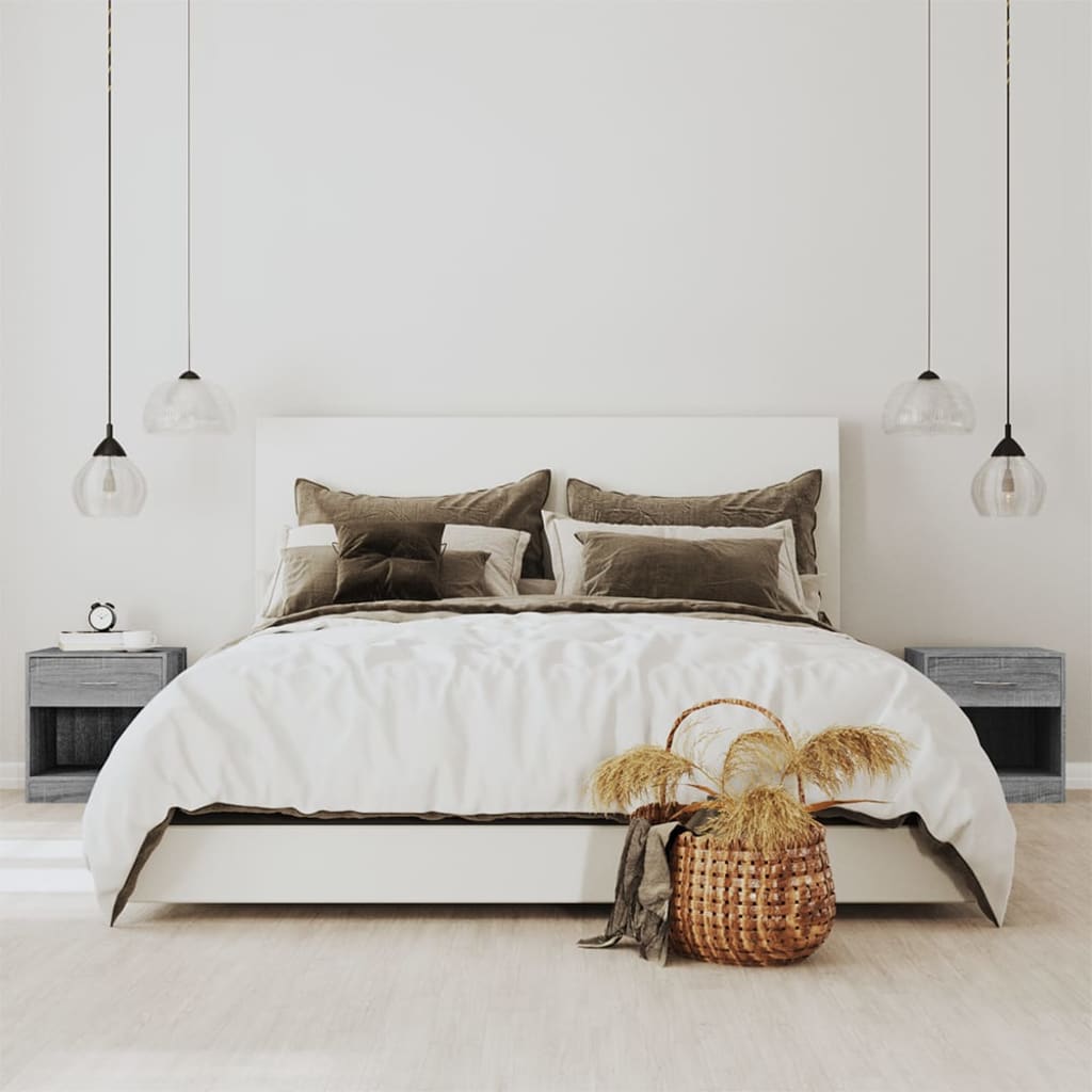 Berkfield Bedside Cabinets 2 pcs with Drawer Grey Sonoma