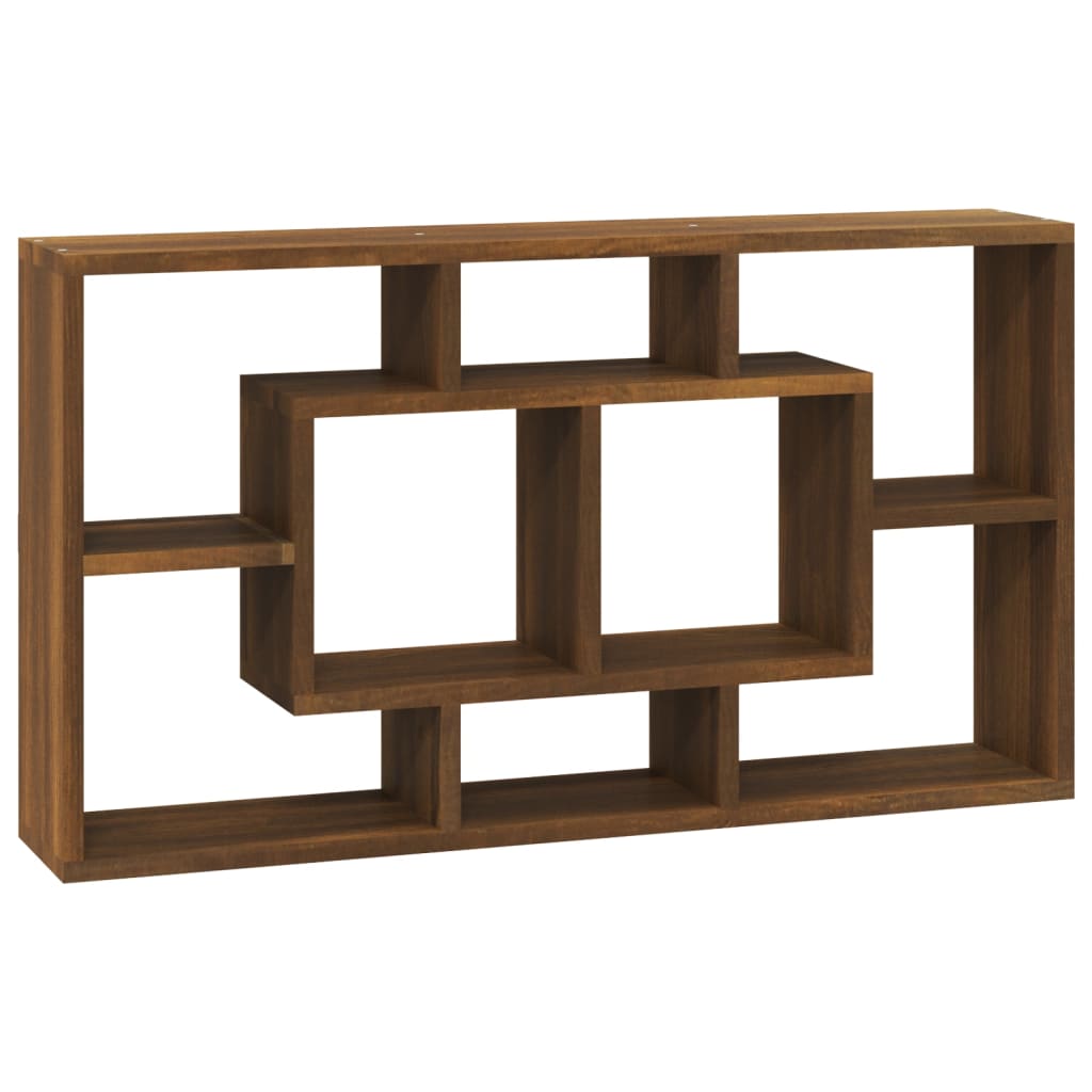 Berkfield Wall Display Shelf 8 Compartments Brown Oak