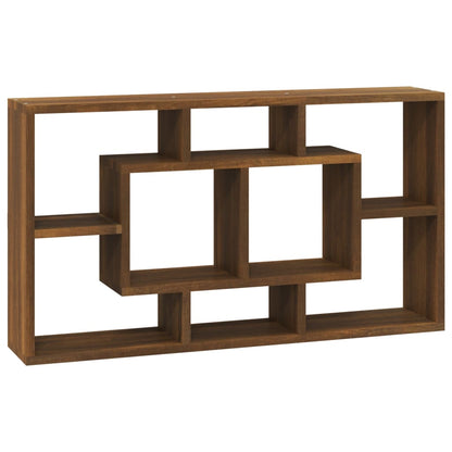 Berkfield Wall Display Shelf 8 Compartments Brown Oak