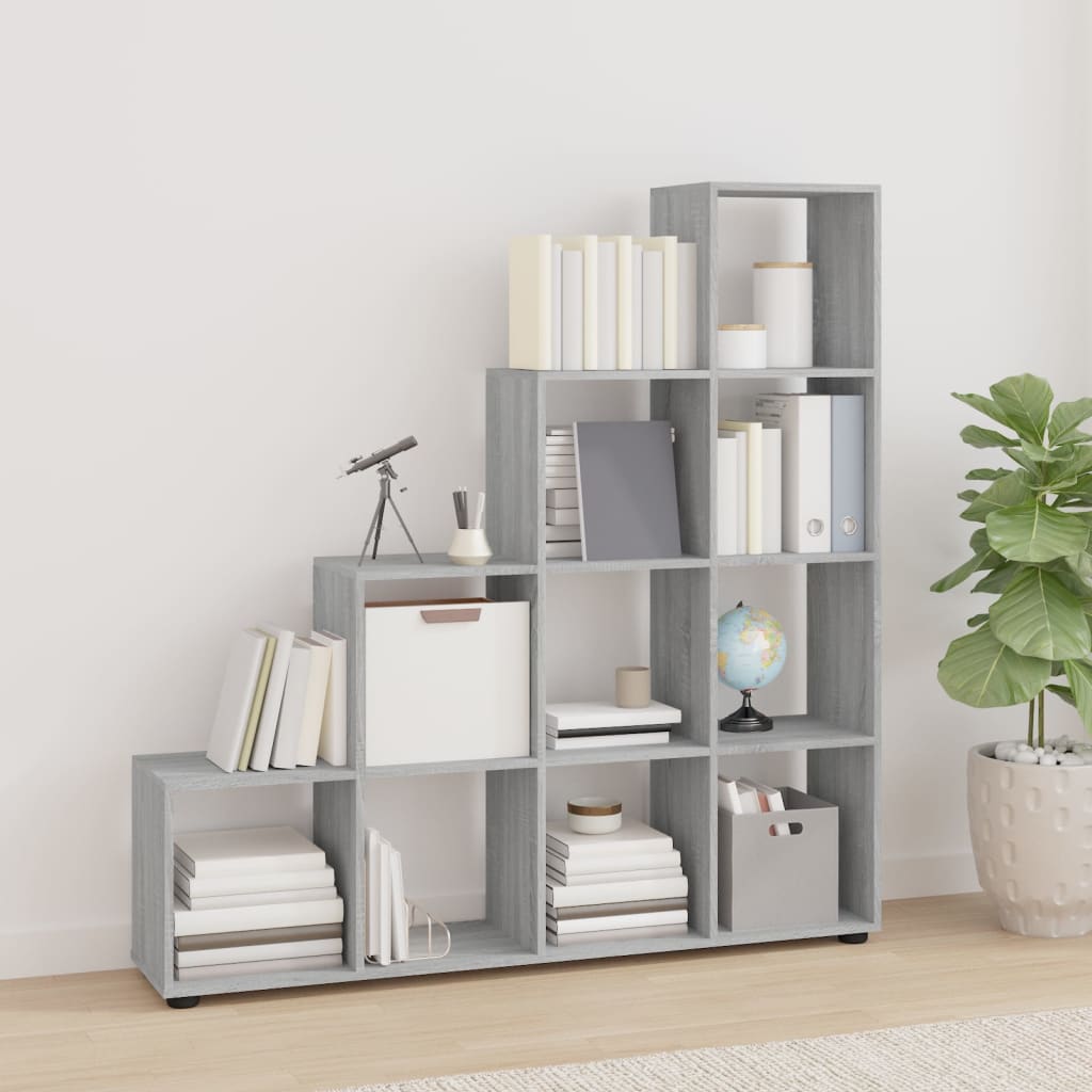 Berkfield Staircase Bookcase Grey Sonoma 142 cm Engineered Wood